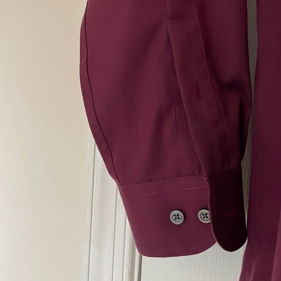 Kenneth Cole AWEARNESS Men's Shirt *** Size 16 32/33 Non-Iron Slim Fit Burgundy - Picture 2 of 7